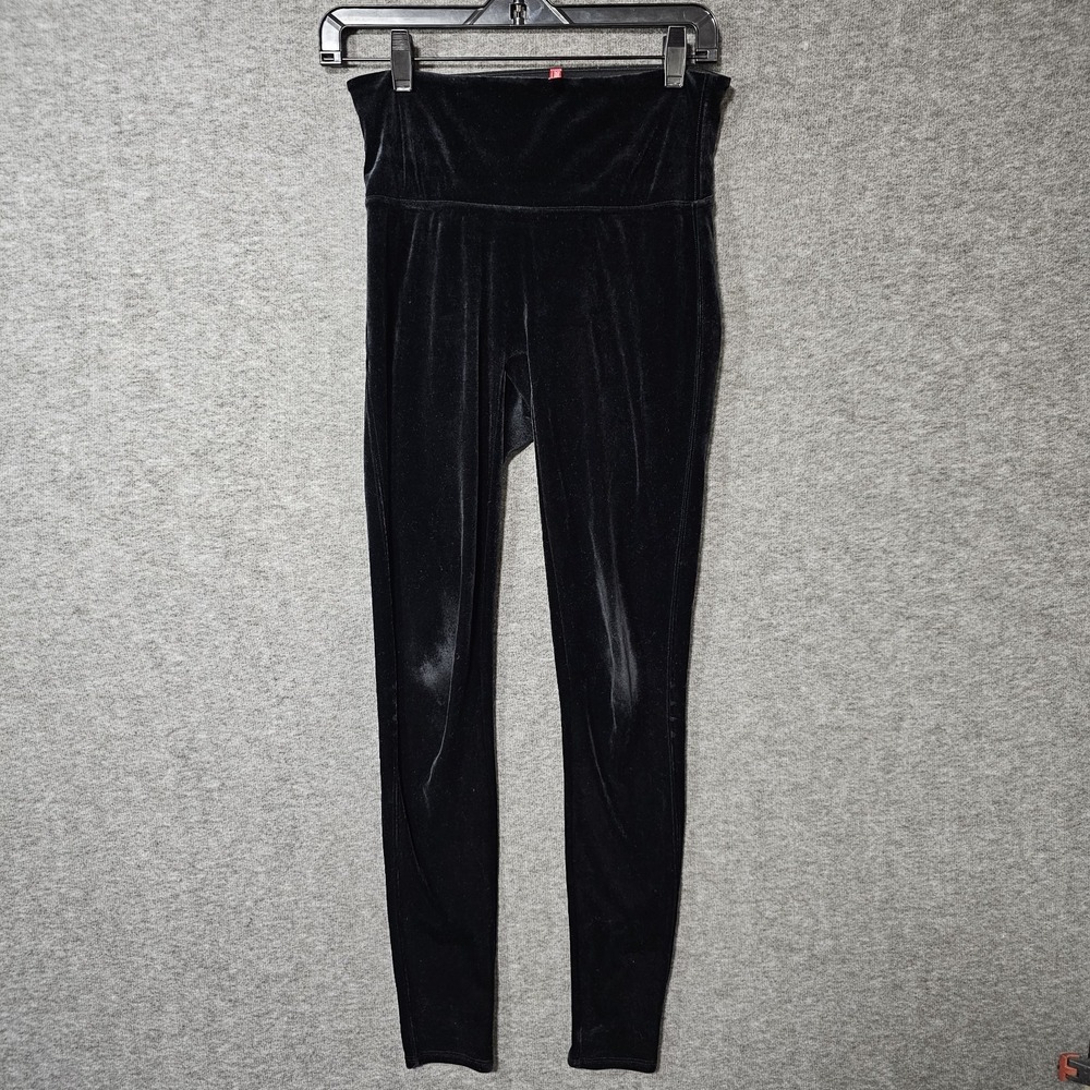 2 for $30! OFFER OPEN! SPANX Black Velvet Leggings Women Medium Mid-Rise Waist